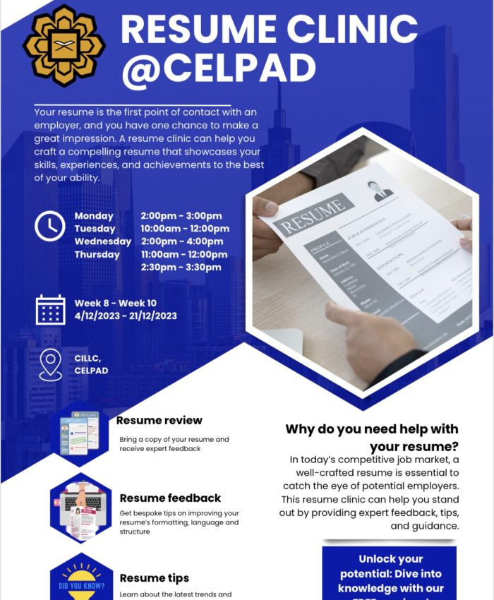 RESUME CLINIC @CELPAD