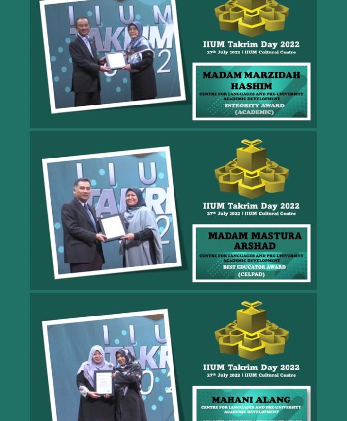 Congratulations to all IIUM Takrim Day 2022 awards winners (CELPAD)