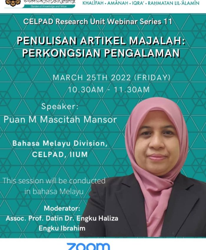 CELPAD Research Unit Webinar #11: Penulisan Artikel Majalah: Perkongsian pengalaman