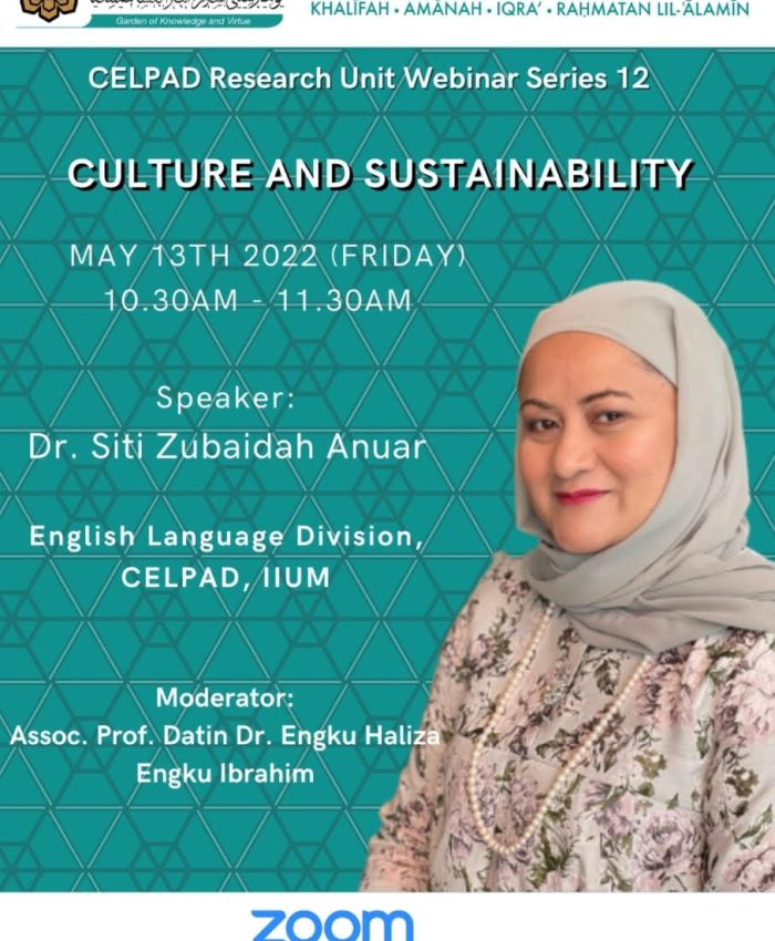 CELPAD Research Unit Webinar Series 13: Culture and Sustainability