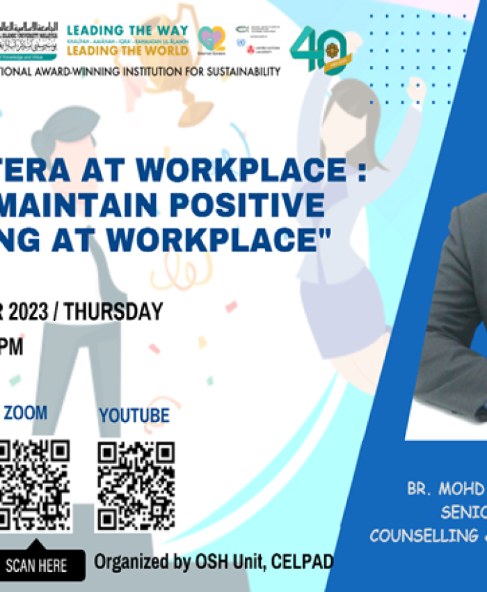 TALK ON: SEJAHTERA AT WORKPLACE: HOW TO MAINTAIN POSITIVE WELLBEING AT WORKPLACE