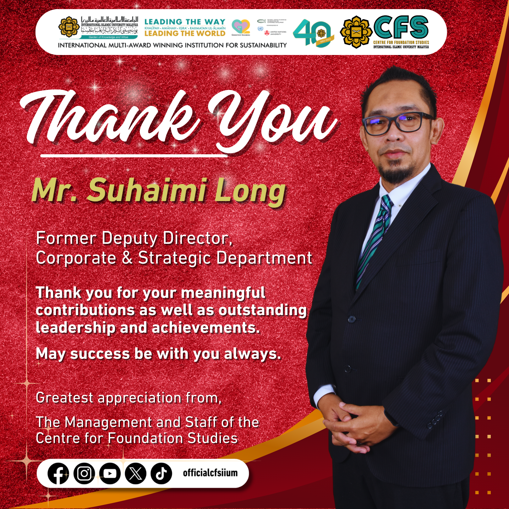 Thank you to Mr. Suhaimi Long