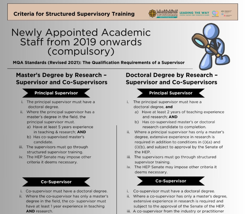 Criteria for Structured Supervisory Training by Research