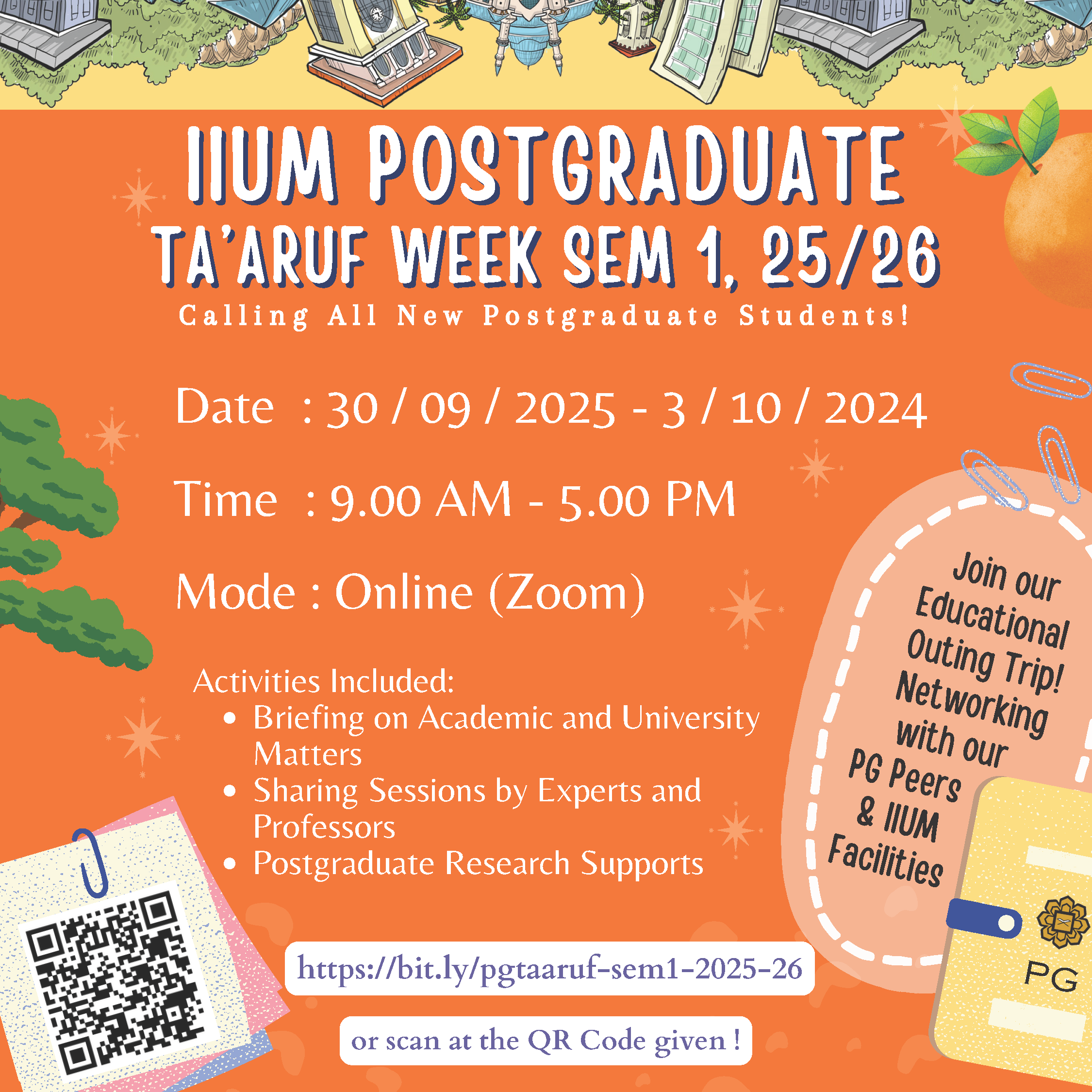 IIUM PG Ta’aruf Week for New Postgraduate Students Semester 1, 2025/2026 (COMPULSORY to attend online)