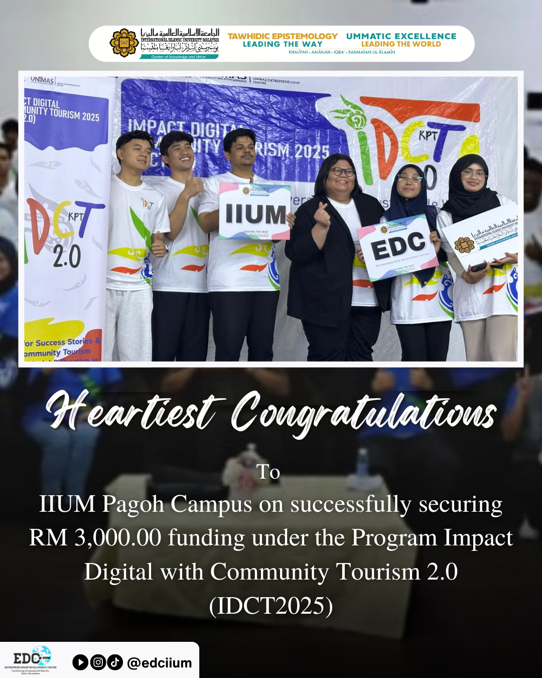 to the Jauhar Urban Farming Team from IIUM on securing Third Place in the IoT Incubator Top Agropreneur 2.0 final pitching competition.